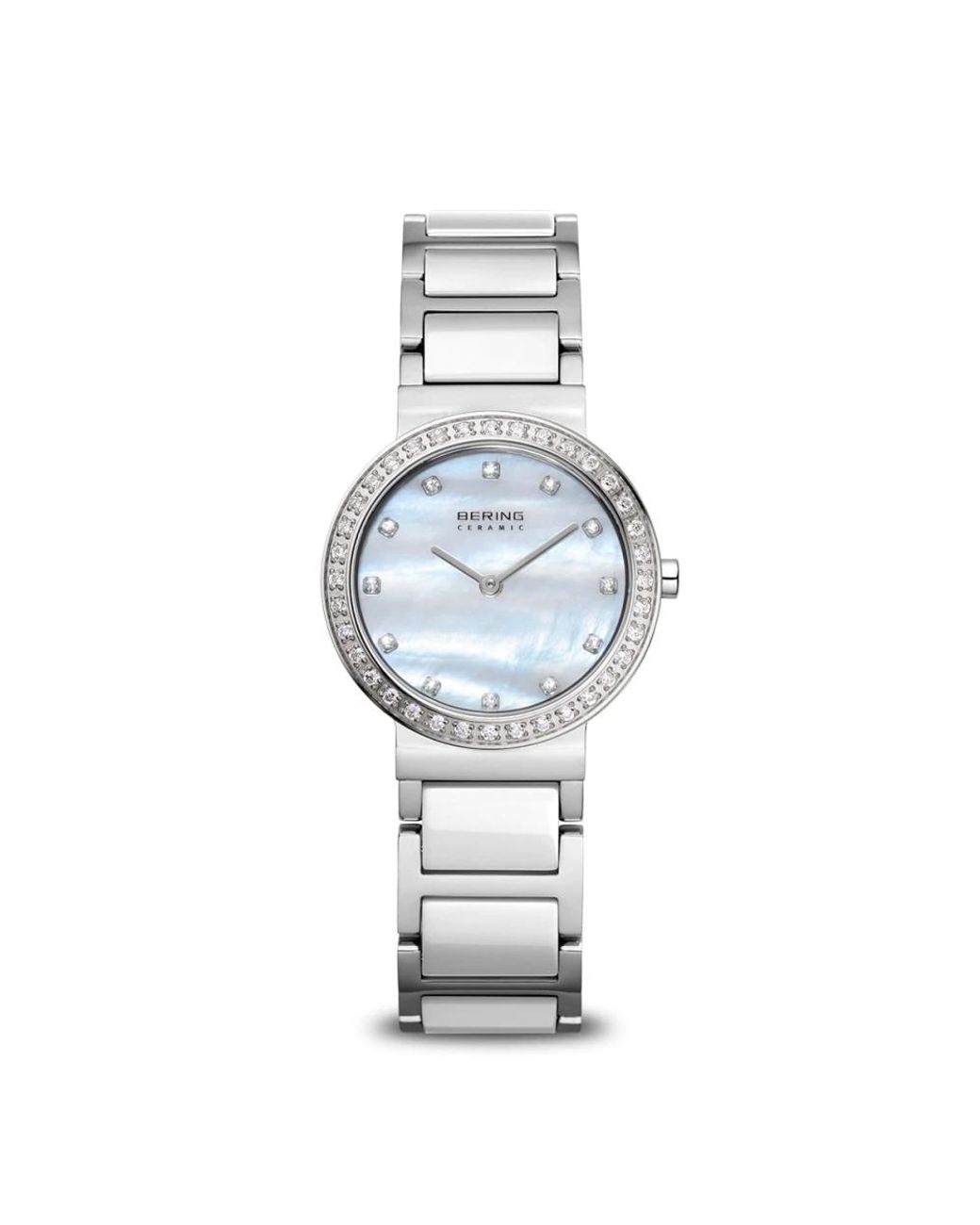 Bering Accessoires ,Grijs ,Dameshorloge Keramiek 29 Mm Armband Roestvrij Staal, Keramiek 10729-704 in het Metallic