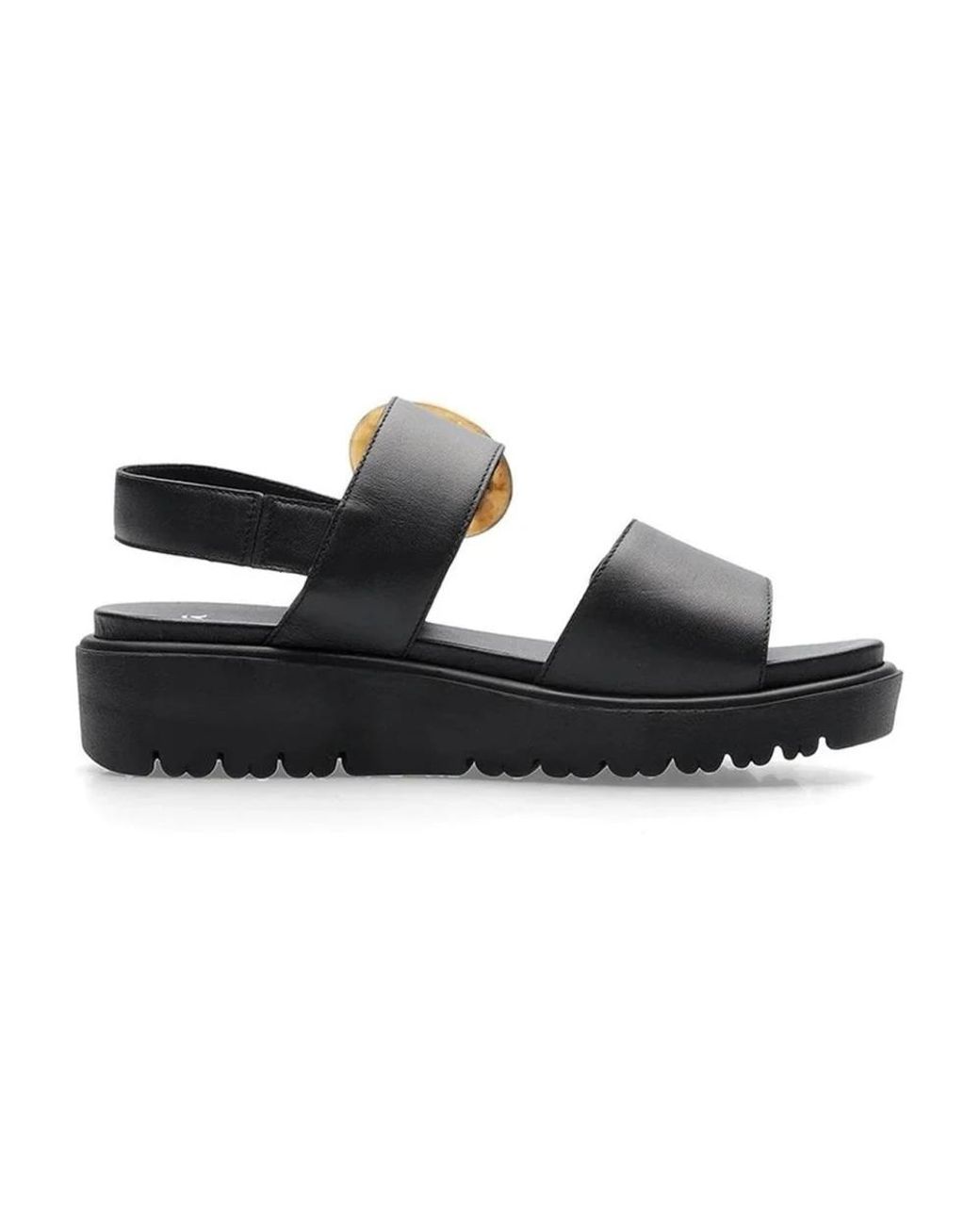 Ara Black Flat Sandals
