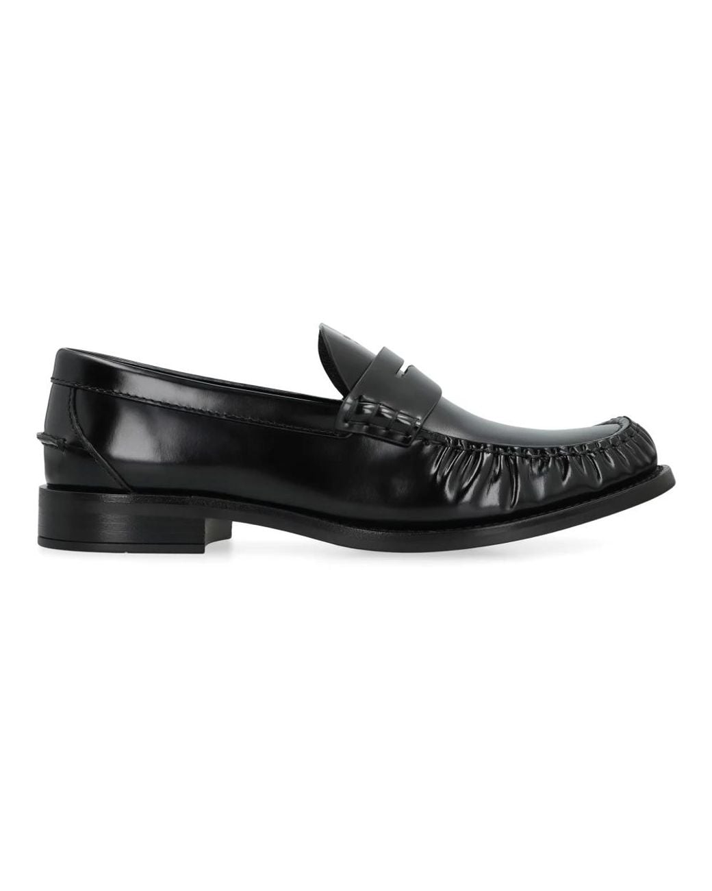 Prada Schoenen ,Zwart ,Leer Loafers Van Geborsteld Leer in het Black