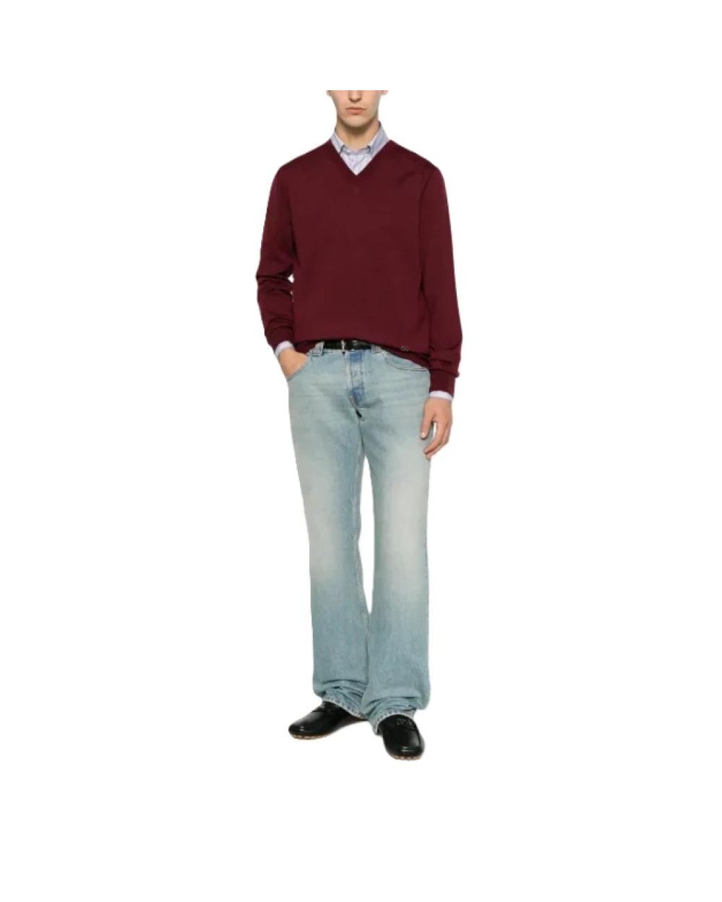 Valentino Purple V-Neck Knitwear for men