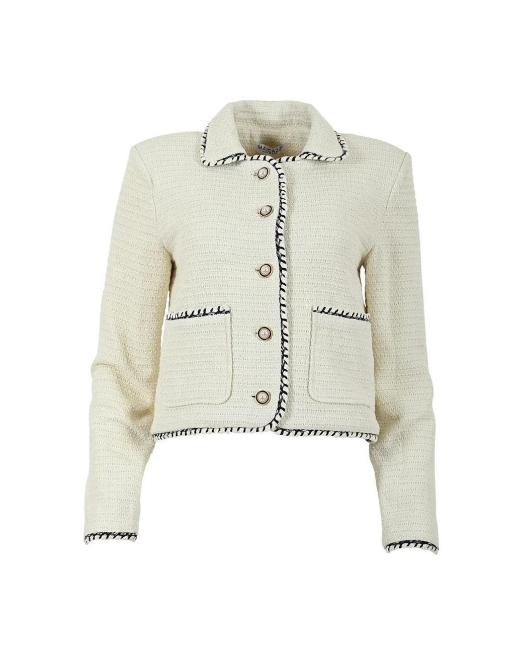 Maicazz Jassen ,Polyester Elegante Kokosmelk Jas in het Natural