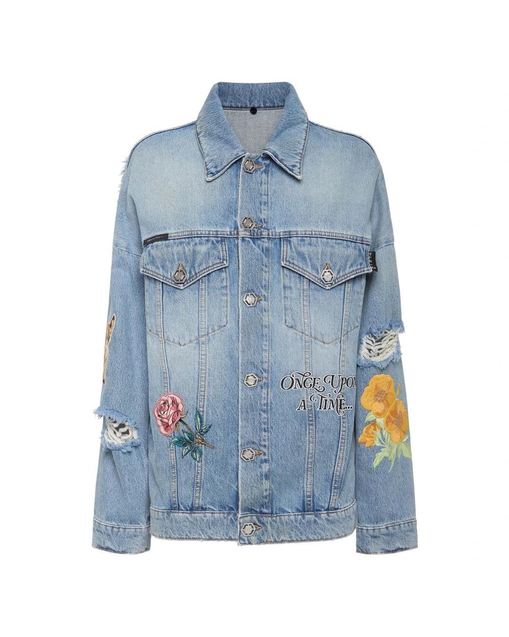 Philipp Plein Jassen ,Blauw ,Katoen Roedge Jacket Fairy in het Blue