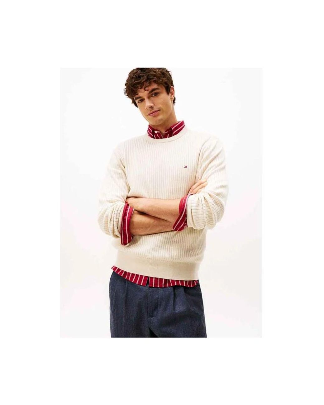 Tommy Hilfiger White Round-Neck Knitwear for men