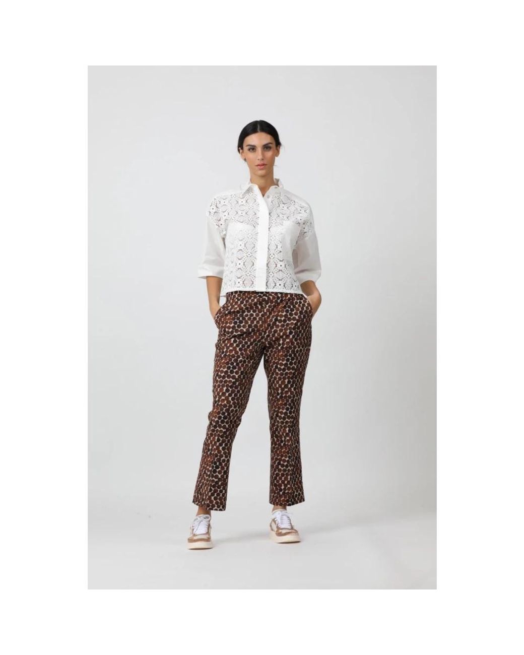 Via Masini 80 Brown Wide Trousers