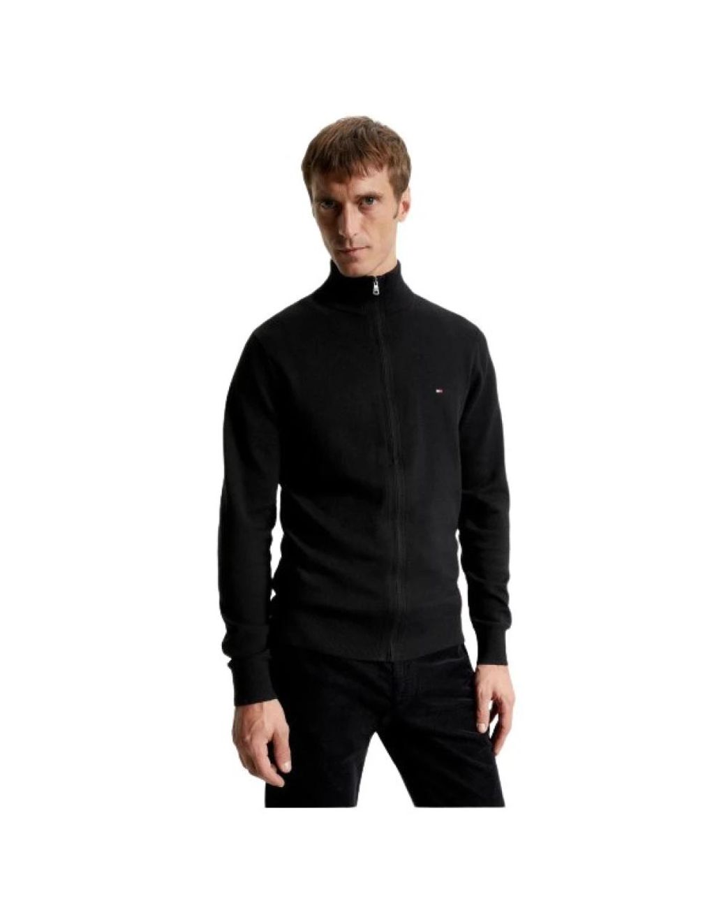 Tommy Hilfiger Truien & Vesten ,Zwart ,Katoen Klassieke Zip-Up Sweater in het Black voor heren