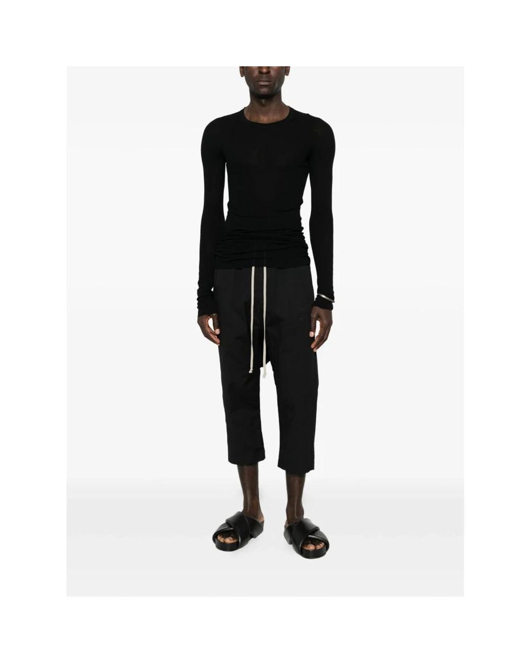 Rick Owens Tops ,Zwart ,Rib Ls T-Shirt in het Black voor heren