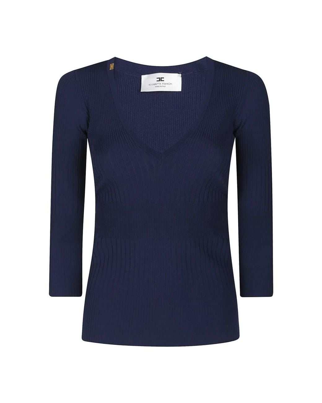 Elisabetta Franchi Blue V-Neck Knitwear