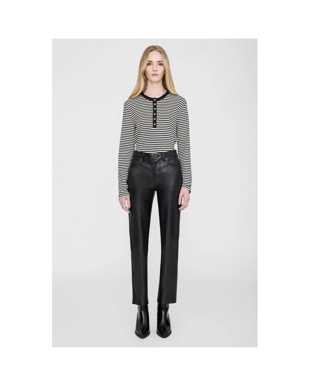 Anine Bing Black Straight Trousers