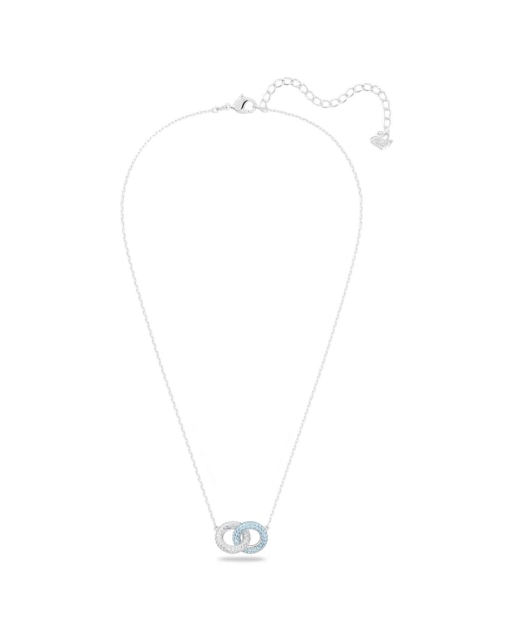 Swarovski White Stone Pavé Interlocking Circles Halskette