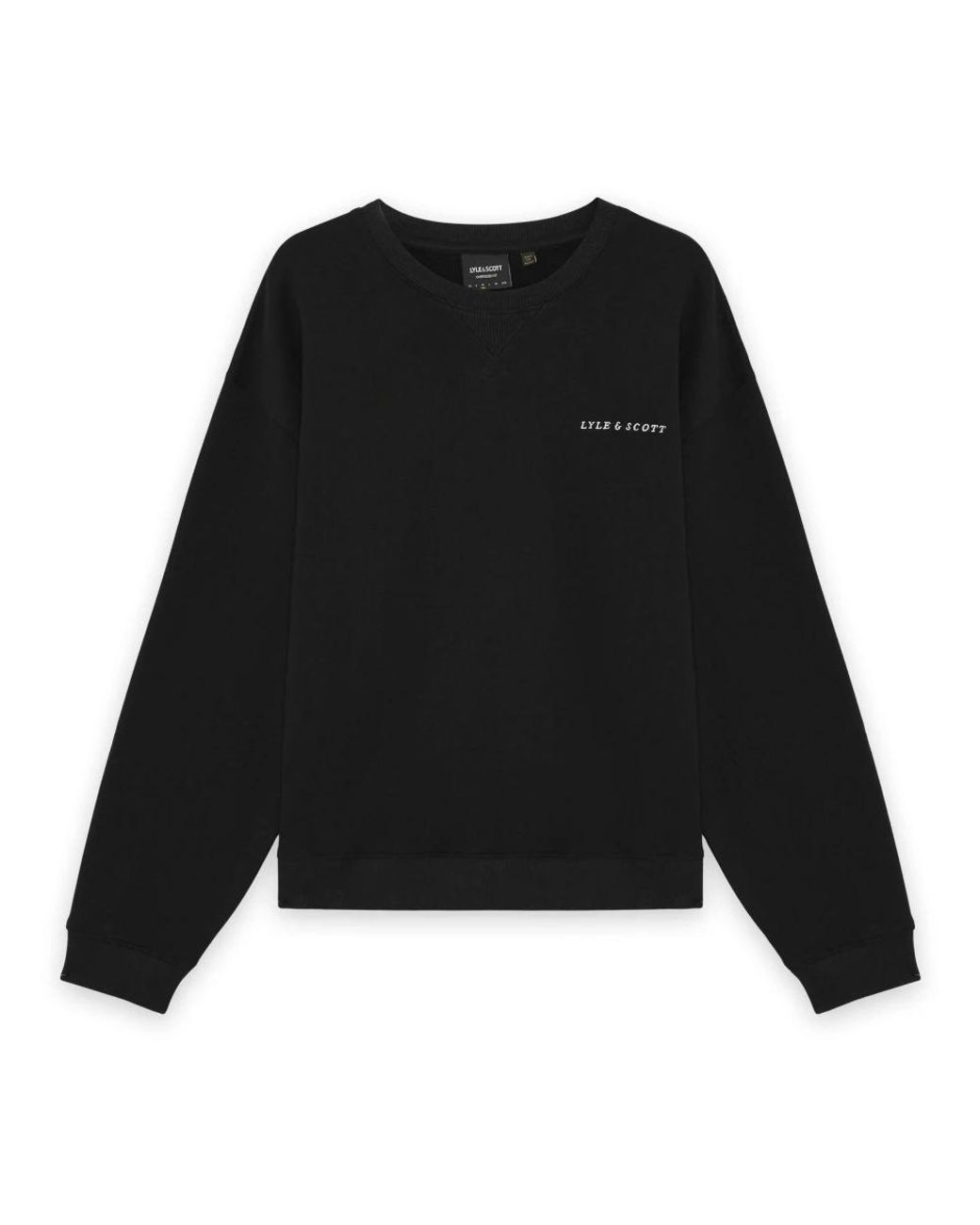 Lyle & Scott Script Heavyweight Loopback Crew Neck Sweatshirt in het Black voor heren
