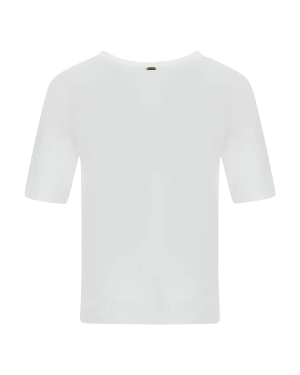Herno Gray Weißer pullover mit kurzen ärmeln,glam knit effect t-shirt