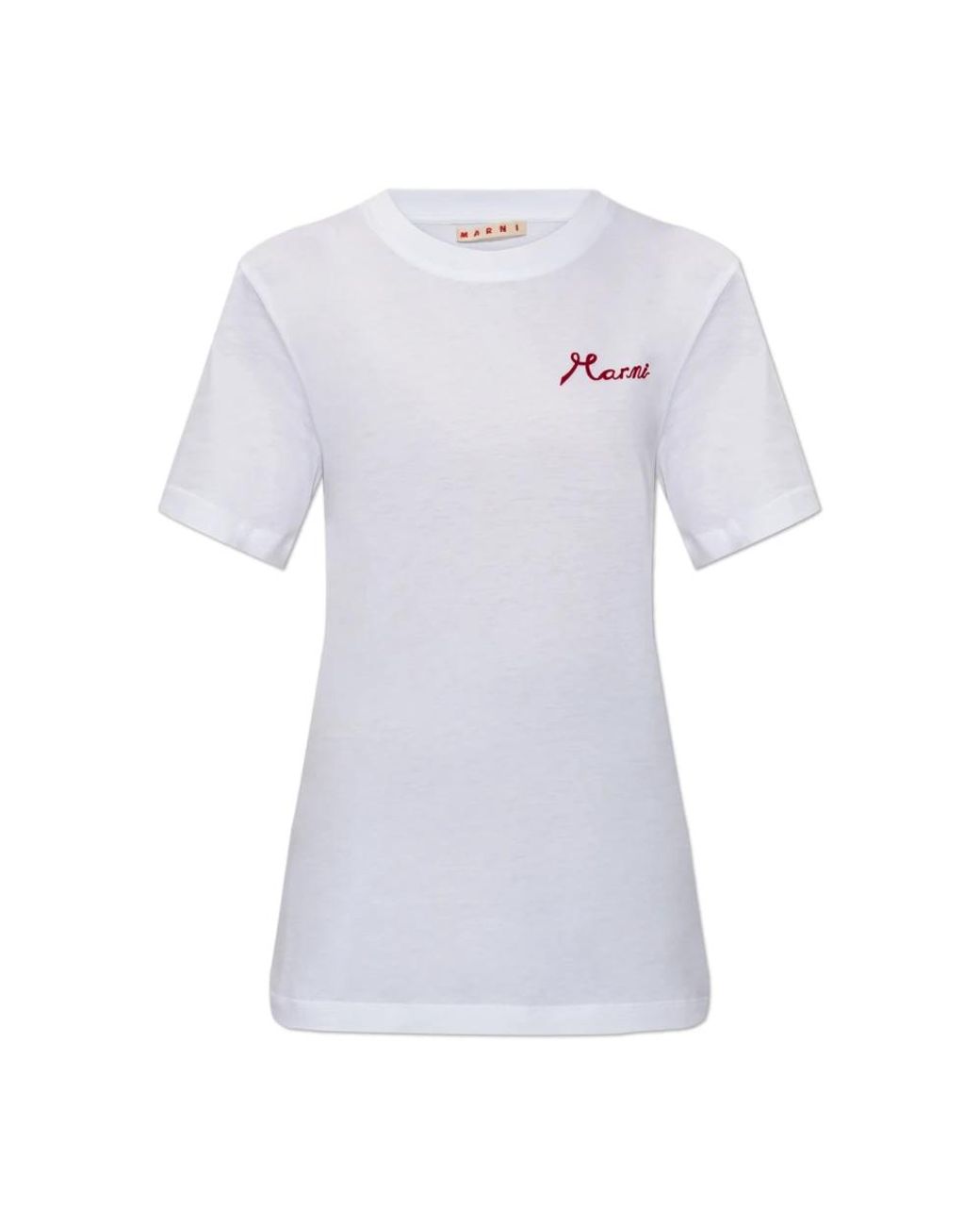 Marni Tops ,Wit ,Katoen Wit Katoenen T-Shirt Met Logo in het White