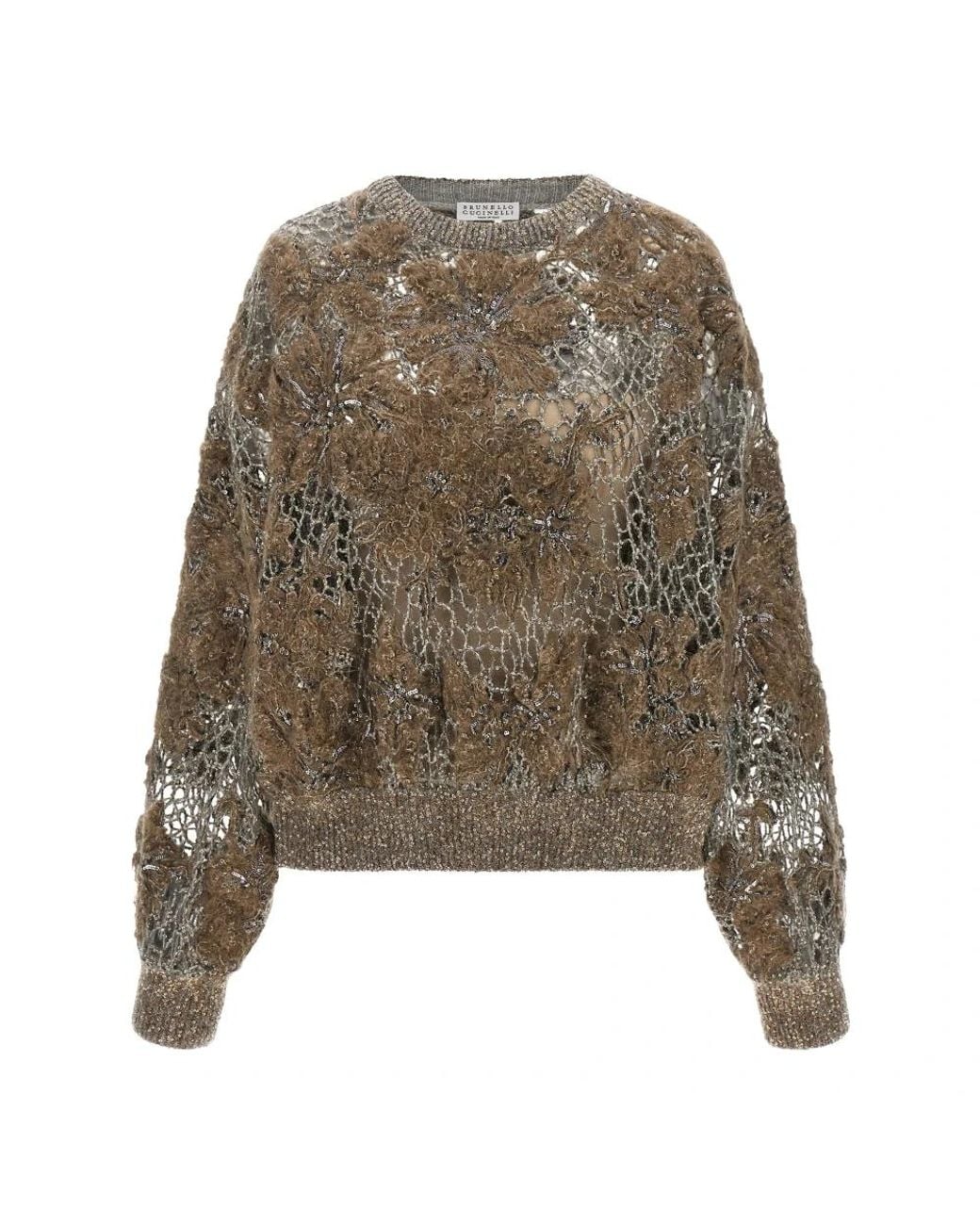 Brunello Cucinelli Brown Round-Neck Knitwear