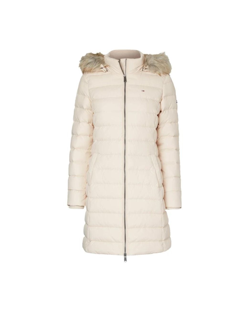 Tommy Hilfiger Jassen ,Wit ,Leer Gewatteerde Parka Met Capuchon in het Natural