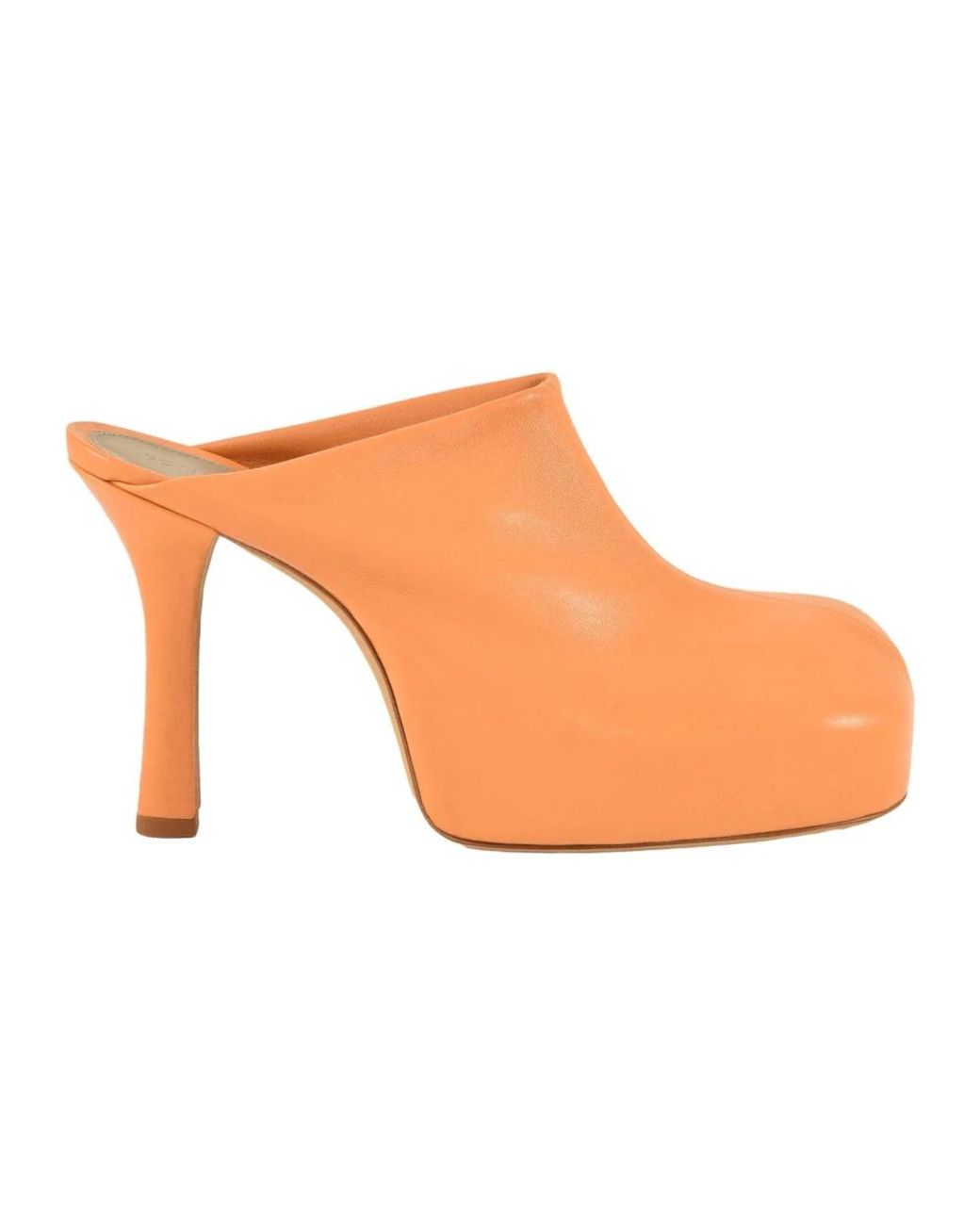 Bottega Veneta Orange Heeled Mules