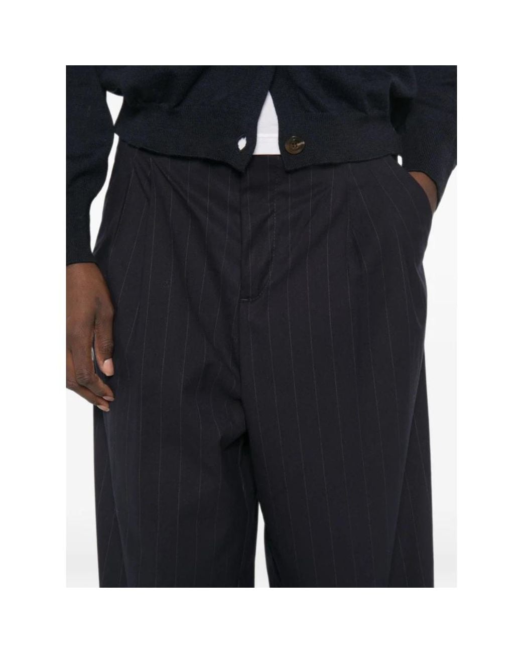White Sand Black Wide Trousers