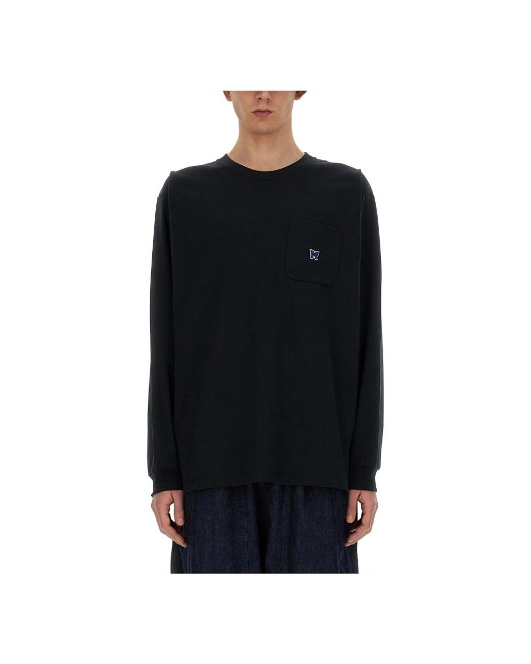Needles L/Crew Neck Tee in het Black voor heren