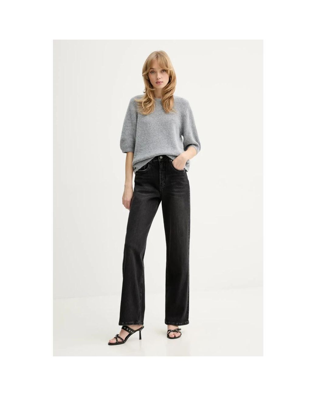 Straight Jeans Gestuz de color Black