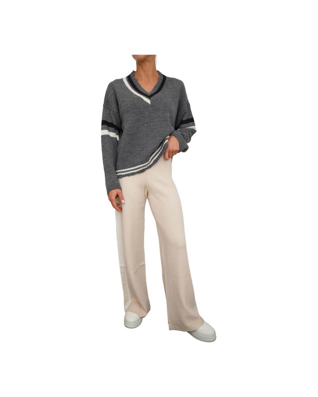 hinnominate Gray V-Neck Knitwear