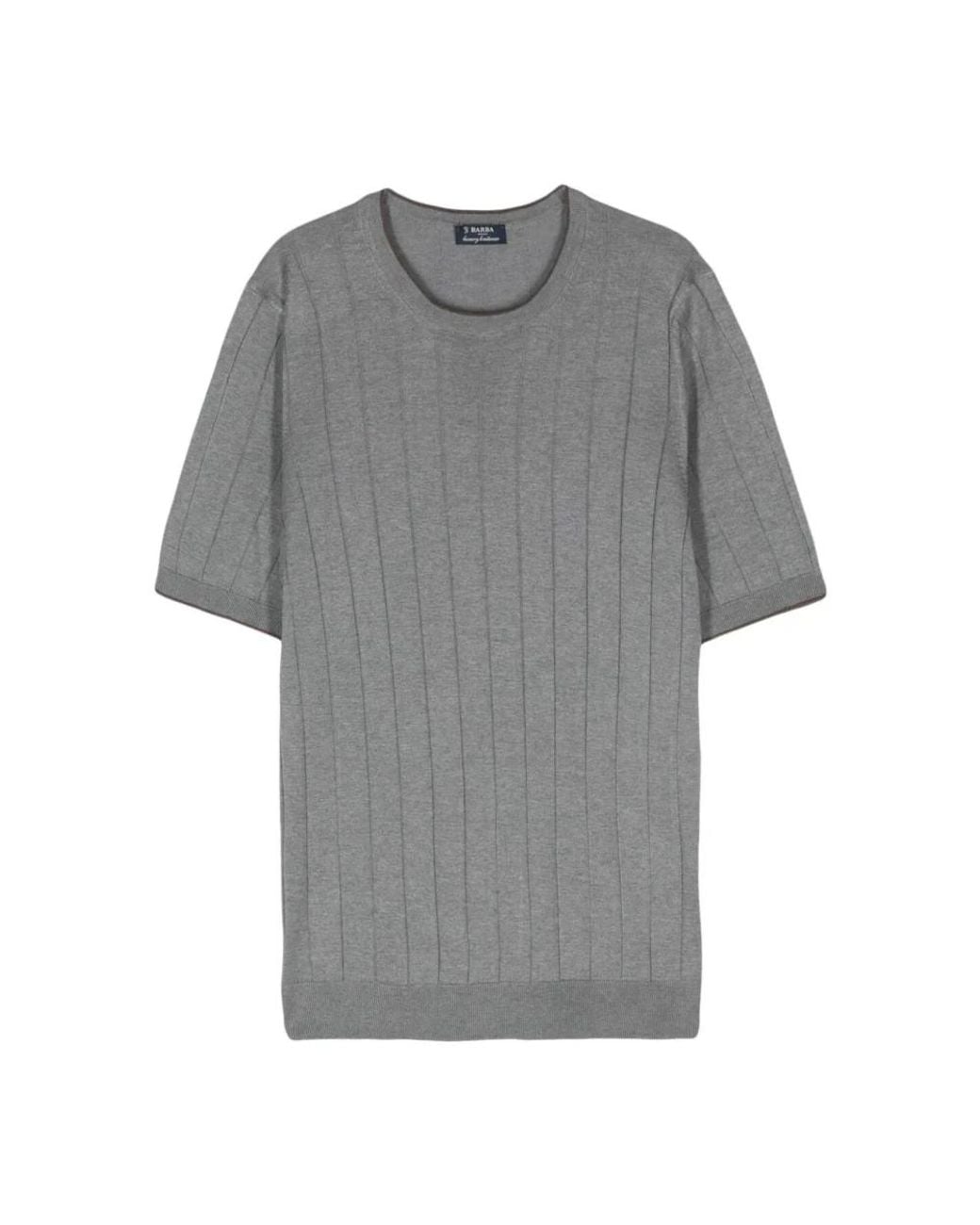 Barba Napoli Gray Round-Neck Knitwear for men
