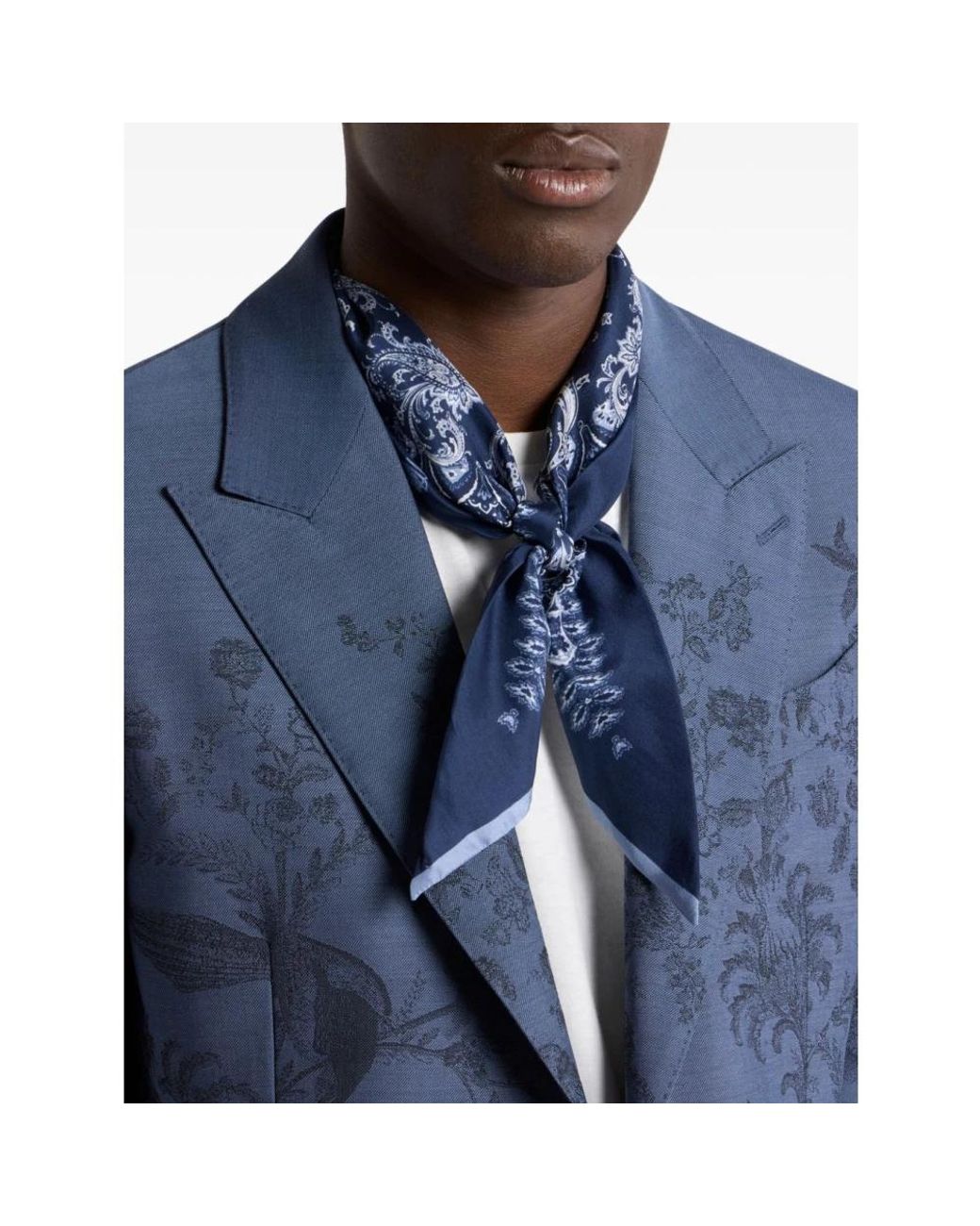 Etro Blue Silky Scarves for men