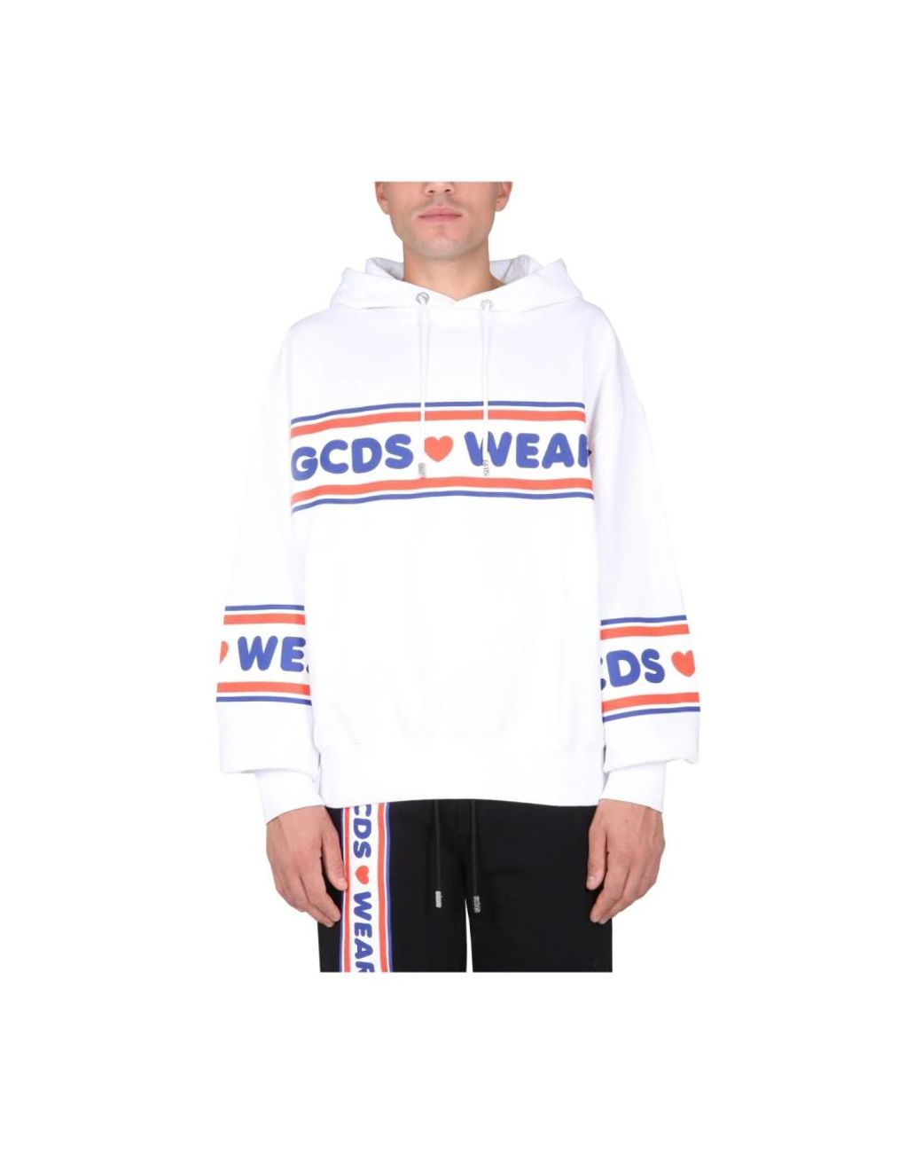 Gcds White Logo Hooded Sweatshirt for men