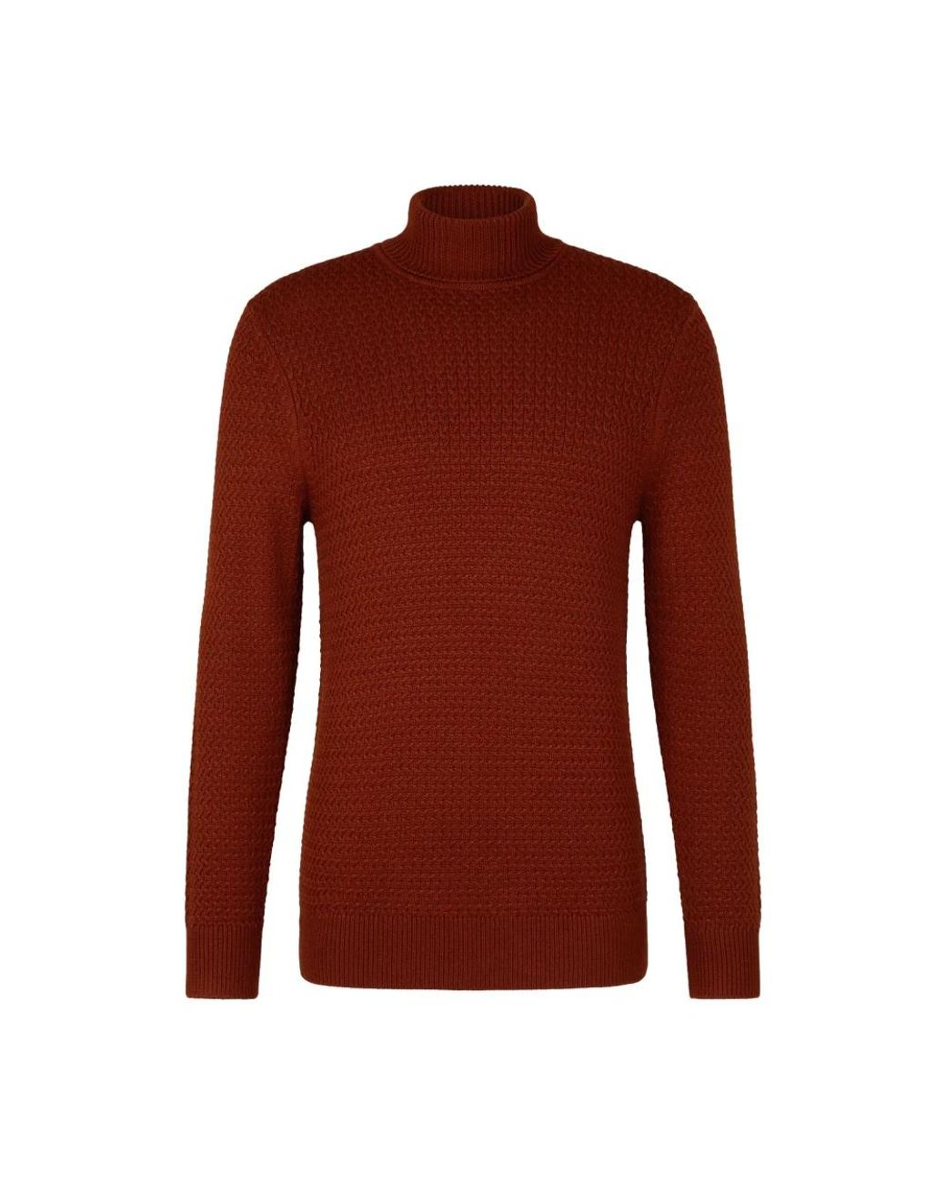 Strellson Truien & Vesten ,Bruin ,Wol Fold-Over Collar Sweater in het Red voor heren
