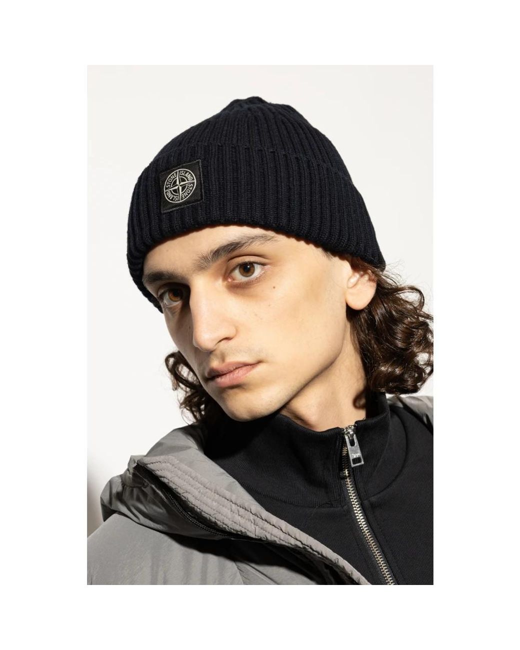 Stone Island Blue Beanies for men
