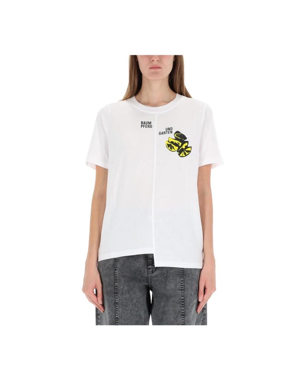 Baum und Pferdgarten Tops ,Wit ,Katoen Asymmetrisch Grafisch T-Shirt in het White