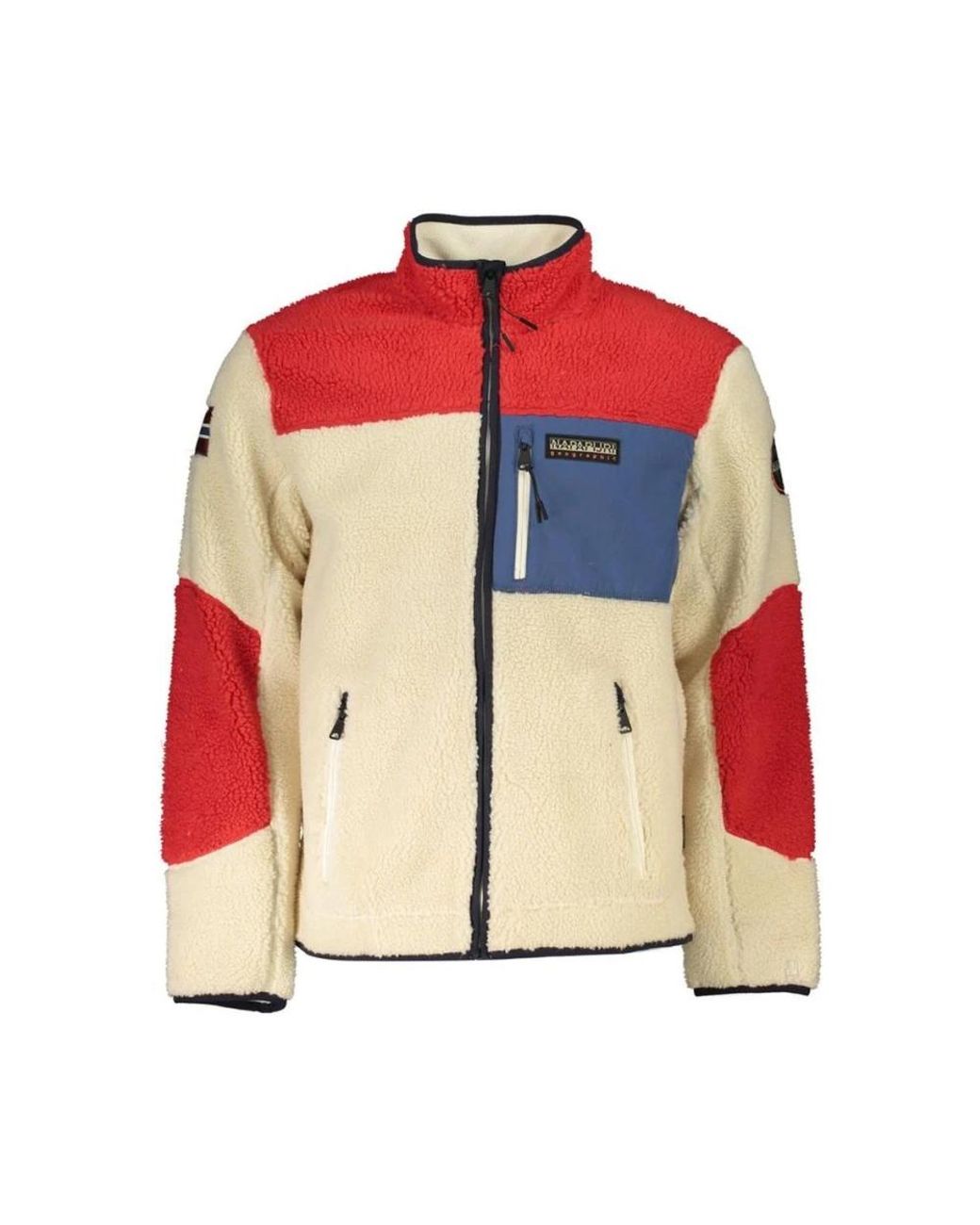 Napapijri Hoodies & Sweatvesten ,Veelkleurig ,Polyester Witte Polyesterjas Met Ritssluiting in het Red voor heren