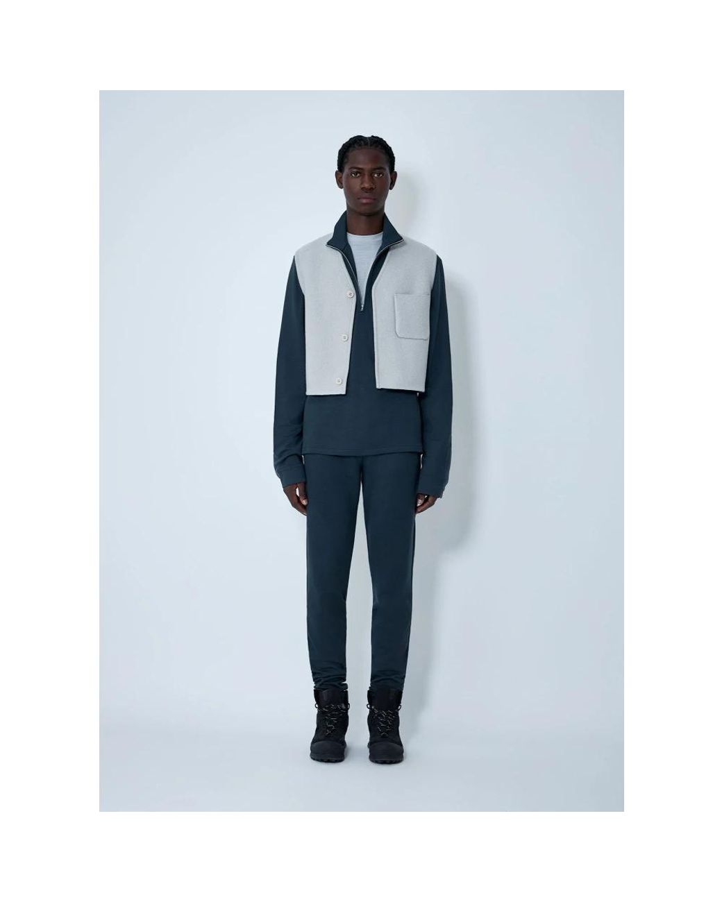 Rier Jassen ,Grijs ,Wol Walker City Gilet in het Blue voor heren