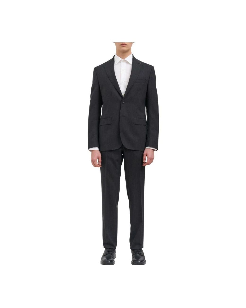 Paoloni Single Breasted Suits in het Black voor heren
