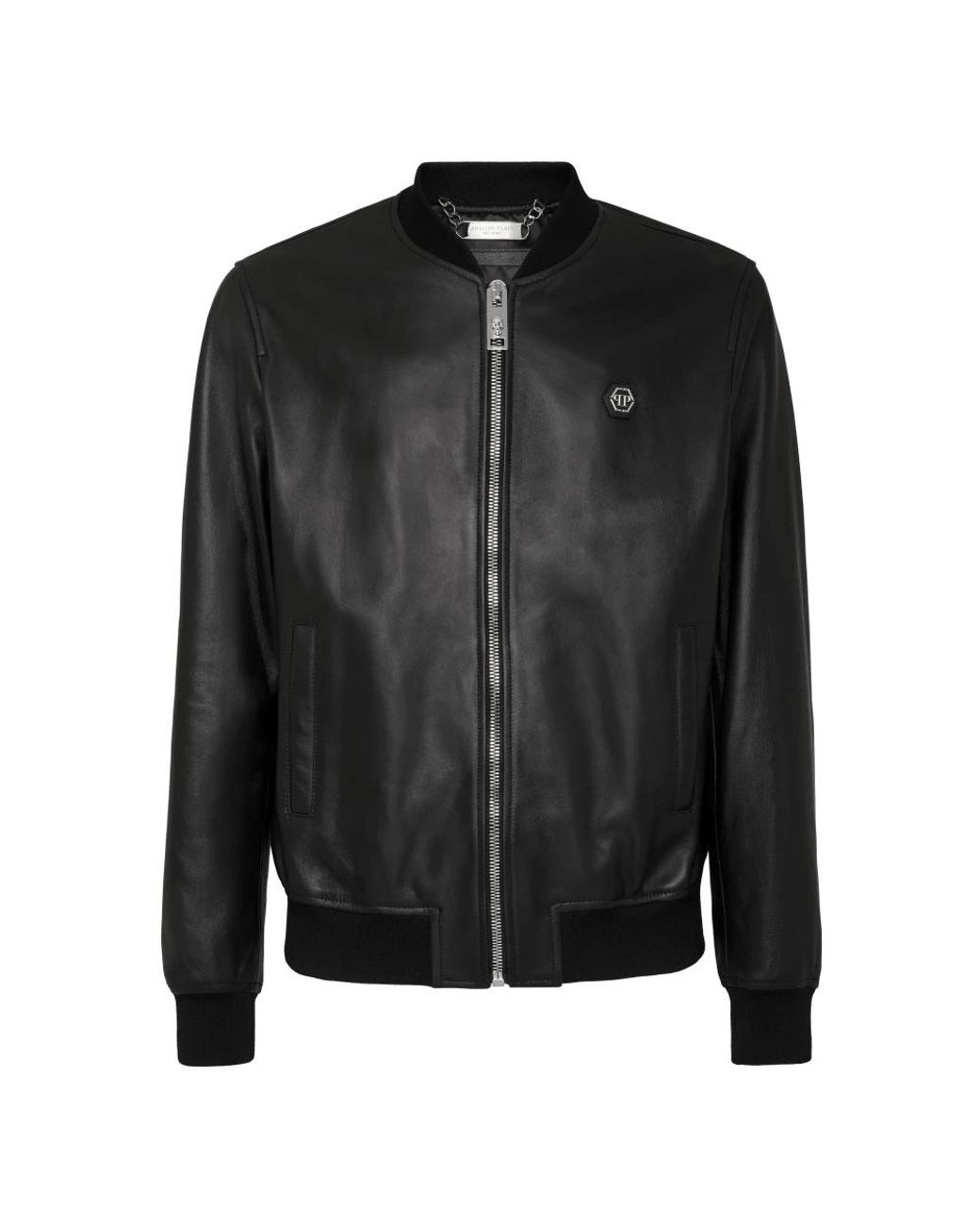 Philipp Plein Jassen ,Zwart ,Leer Leren Bomberjack in het Black voor heren
