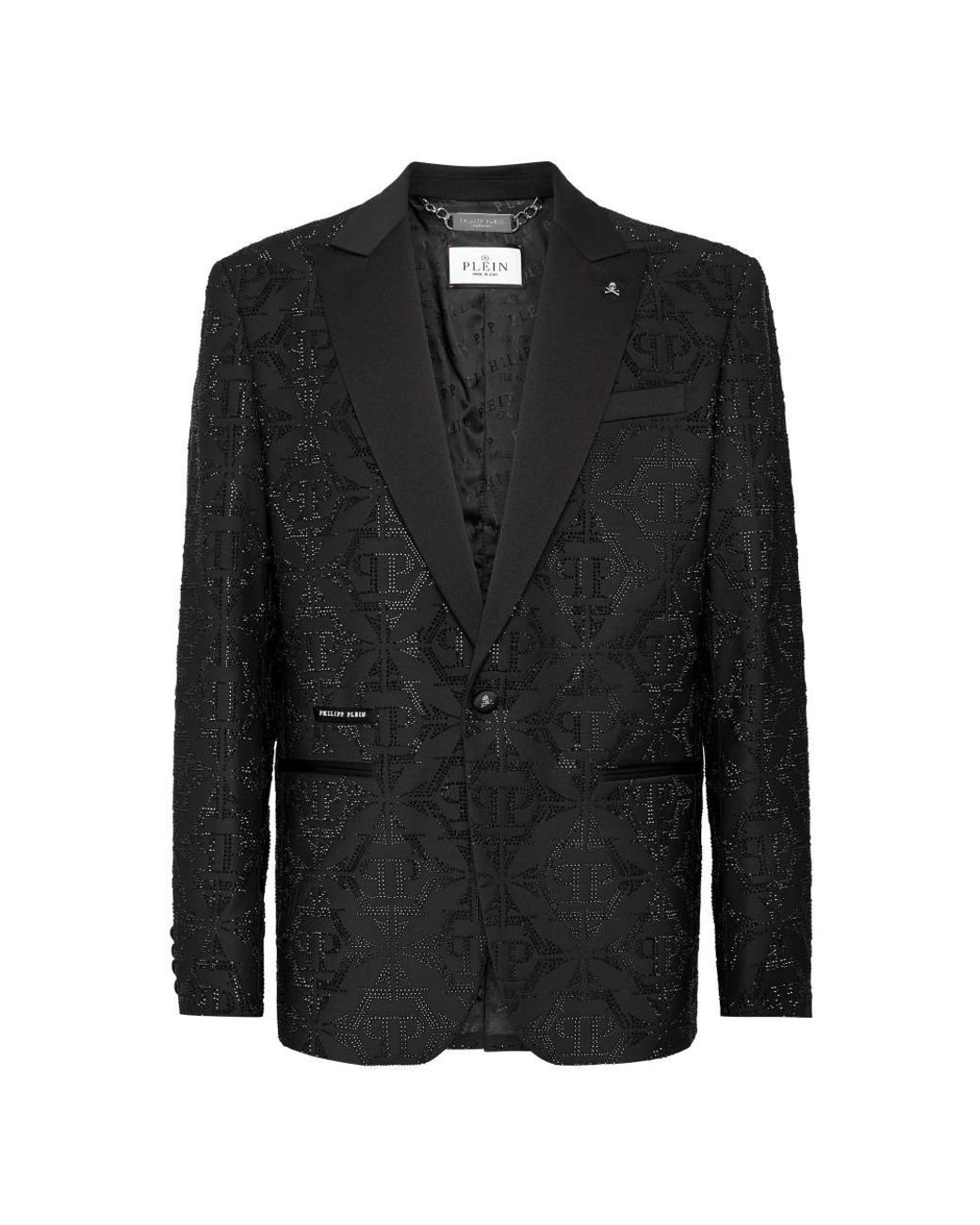Philipp Plein One-Button Blazer Slim Fit Hexagon in het Black voor heren