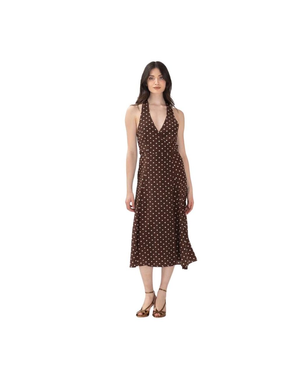 P.A.R.O.S.H. Sbillo Midi Jurk in het Brown