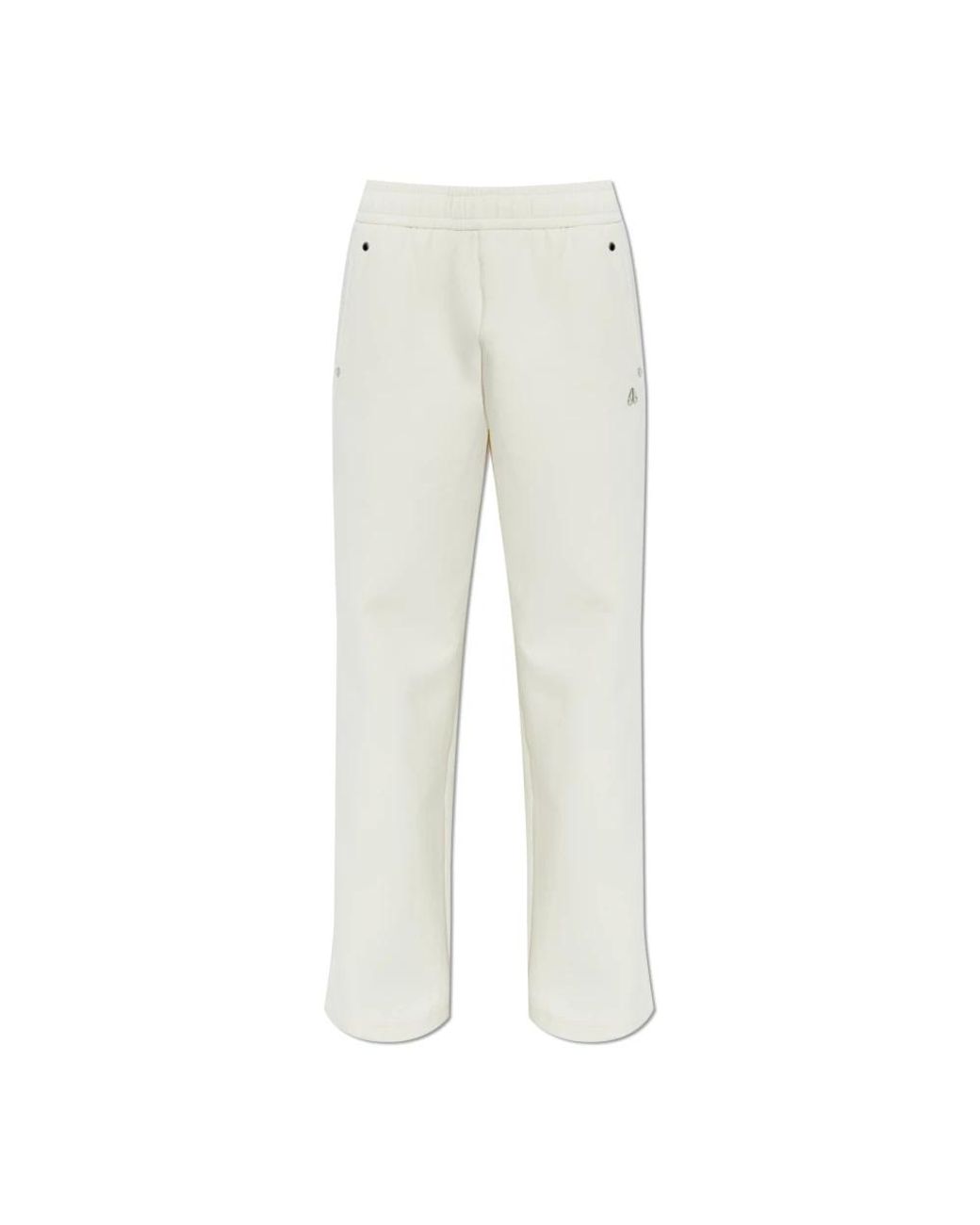 Moose Knuckles Broeken ,Katoen Mix Media Wide Leg Pant in het Natural