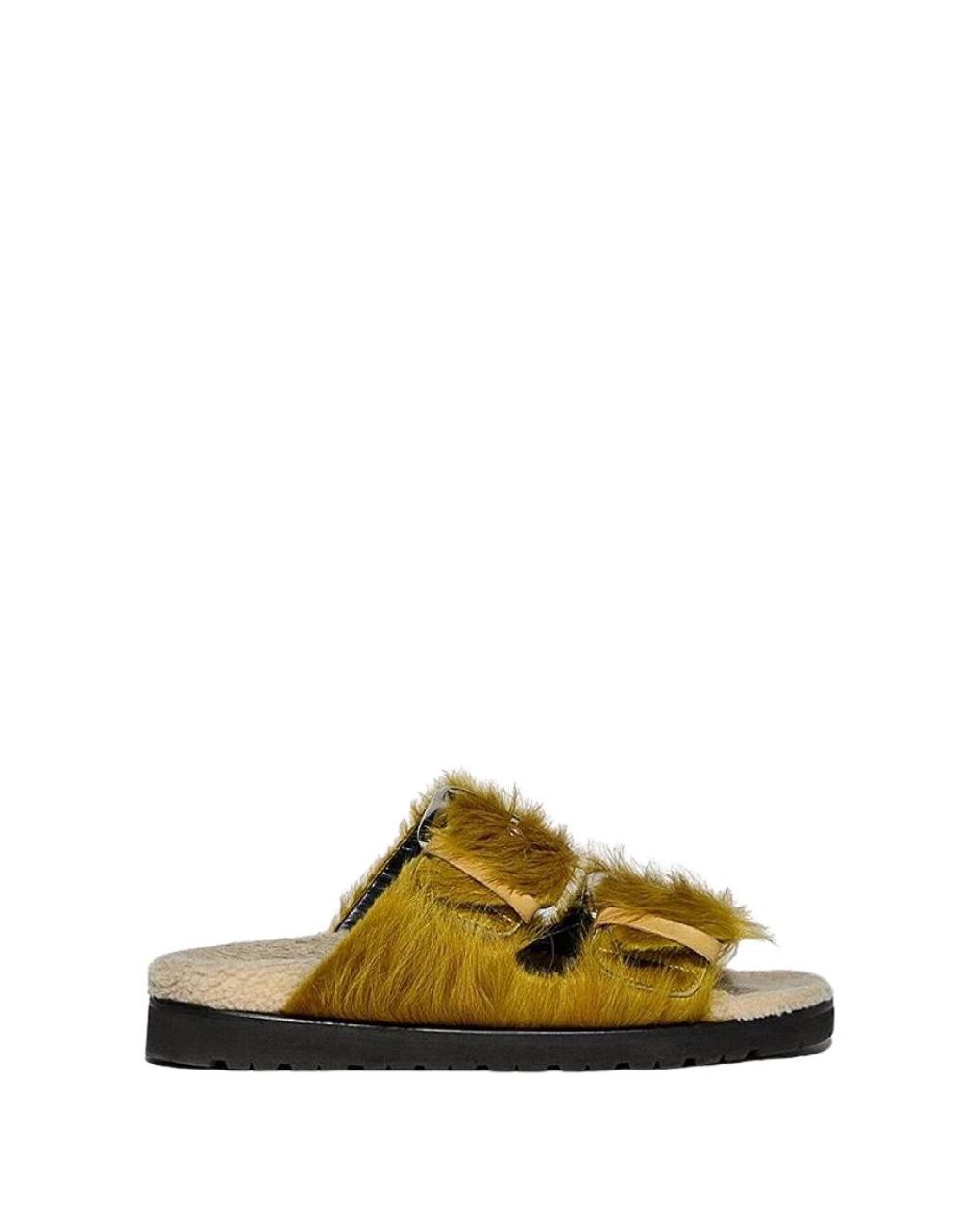 DSquared² Schoenen ,Oranje ,Sandalen Met 20Mm Hak En Bovenwerk Van Lang Ponyhaar in het Orange