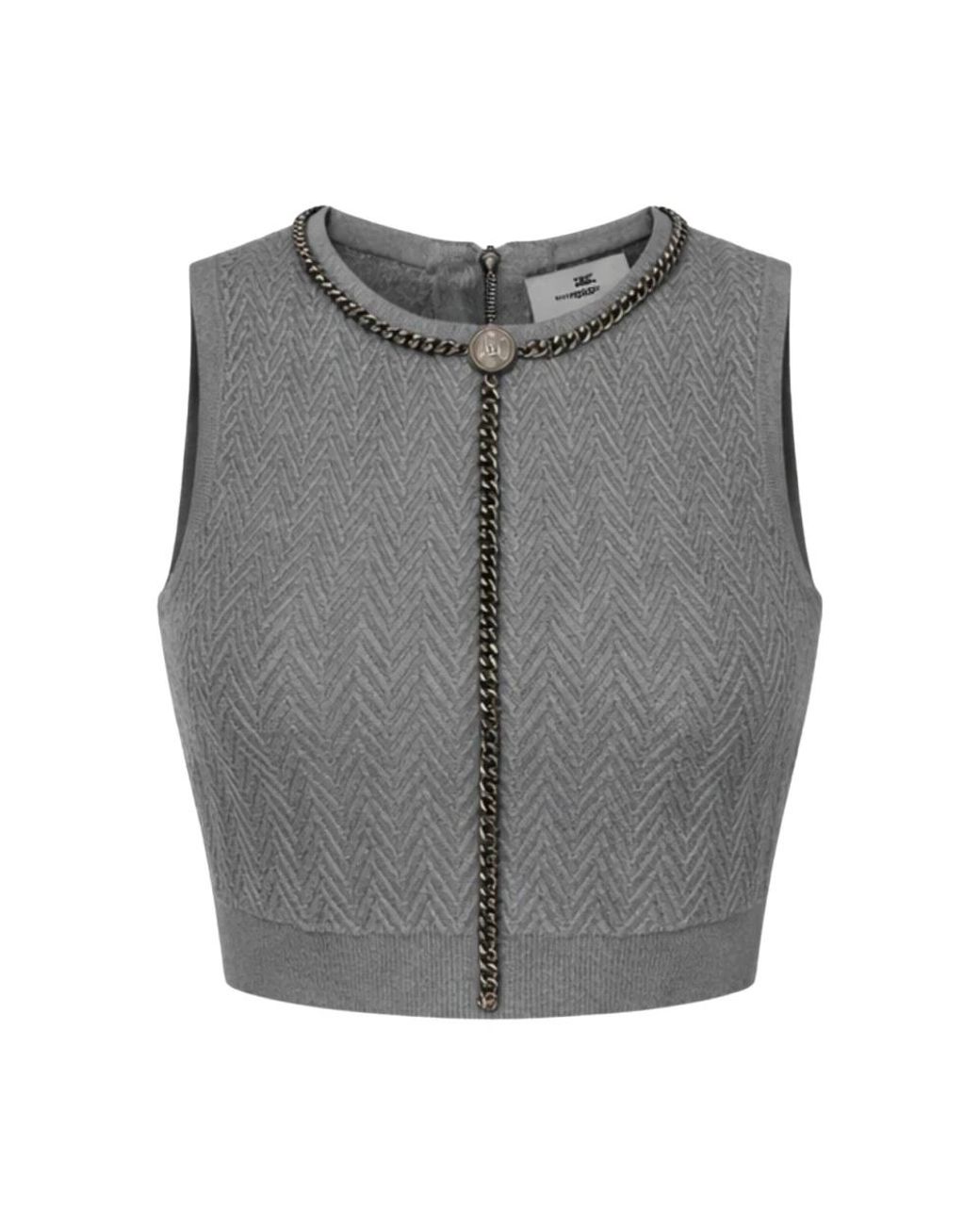 Elisabetta Franchi Gray Sleeveless Tops