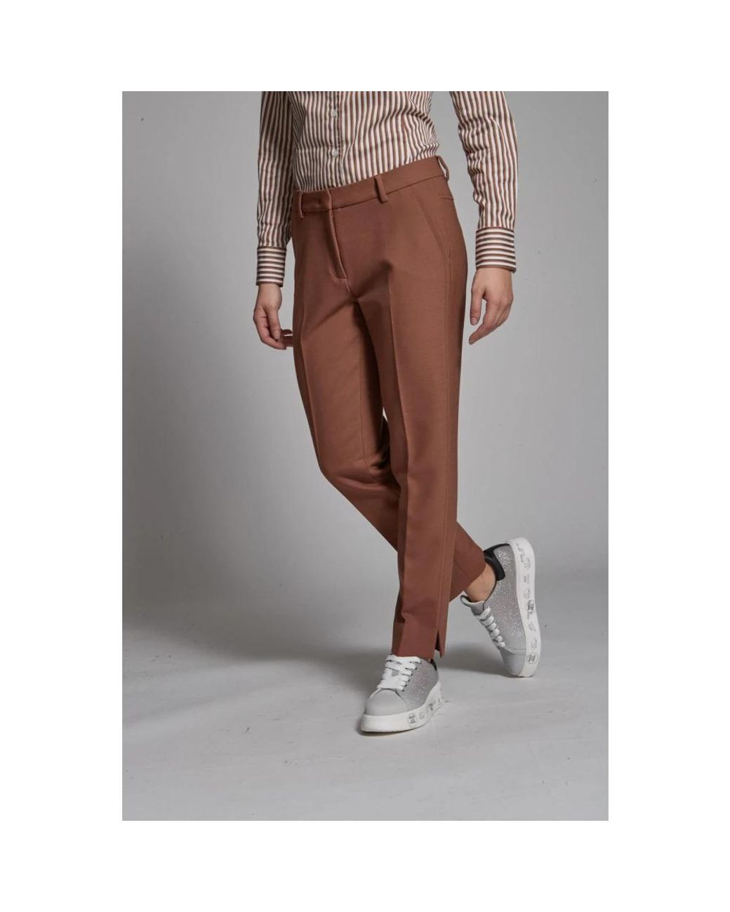 Via Masini 80 Brown Straight Trousers