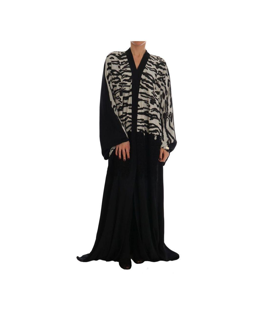 Dolce & Gabbana Zijde Zebra Cape Abaya Kaftan Zijdekleding in het Zwart -  Lyst
