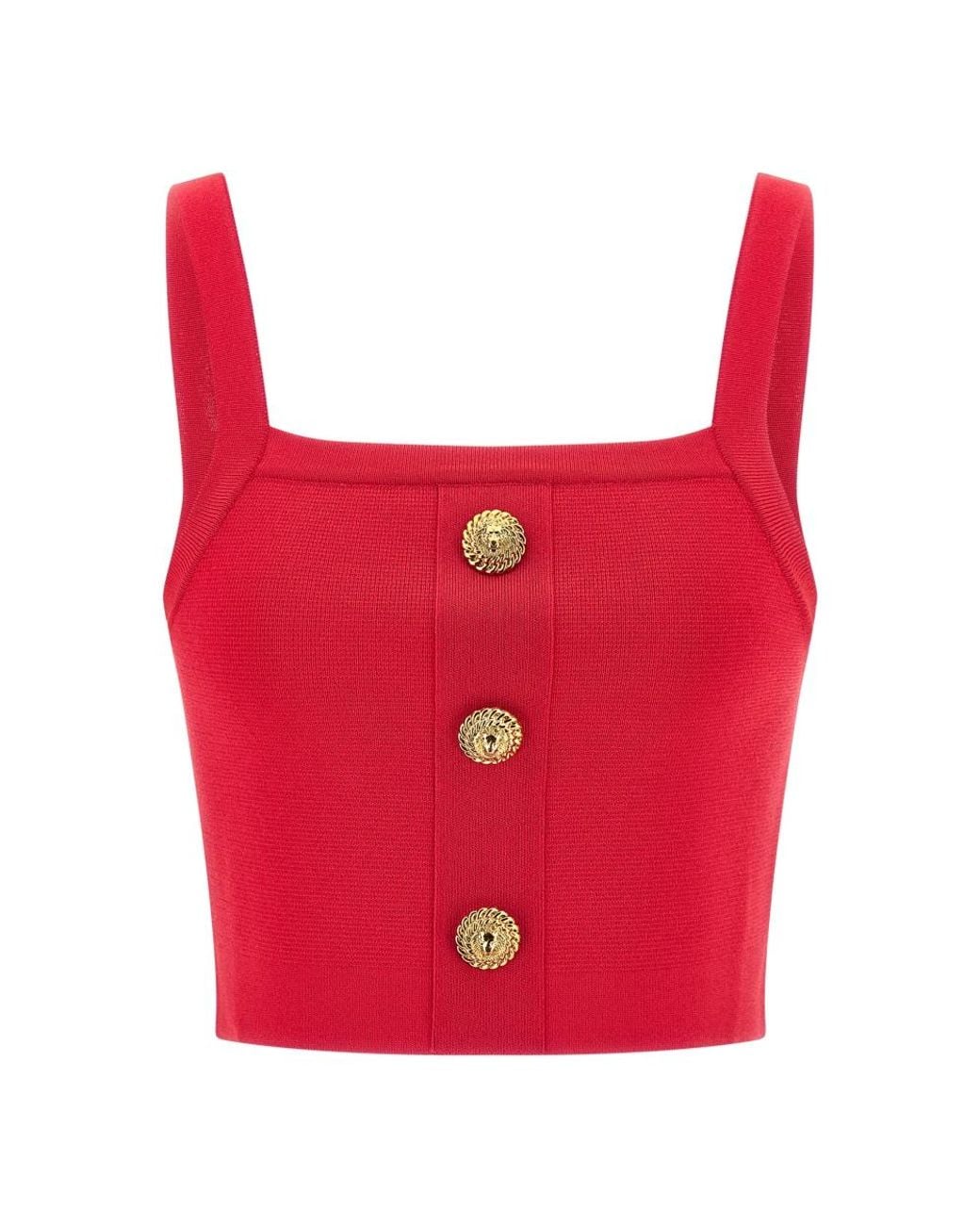 Balmain Tops ,Roze ,Polyester Gebreide Bralette Top Met Knopen in het Red