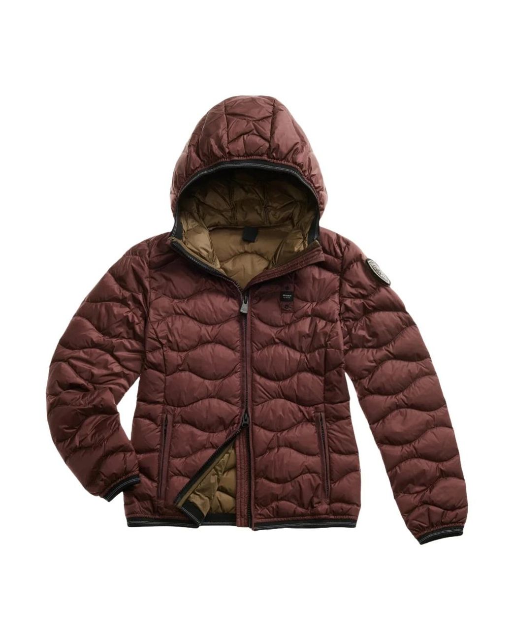 Blauer Jassen ,Rood ,Nylon Camelia Onde Gewatteerde Veer in het Brown