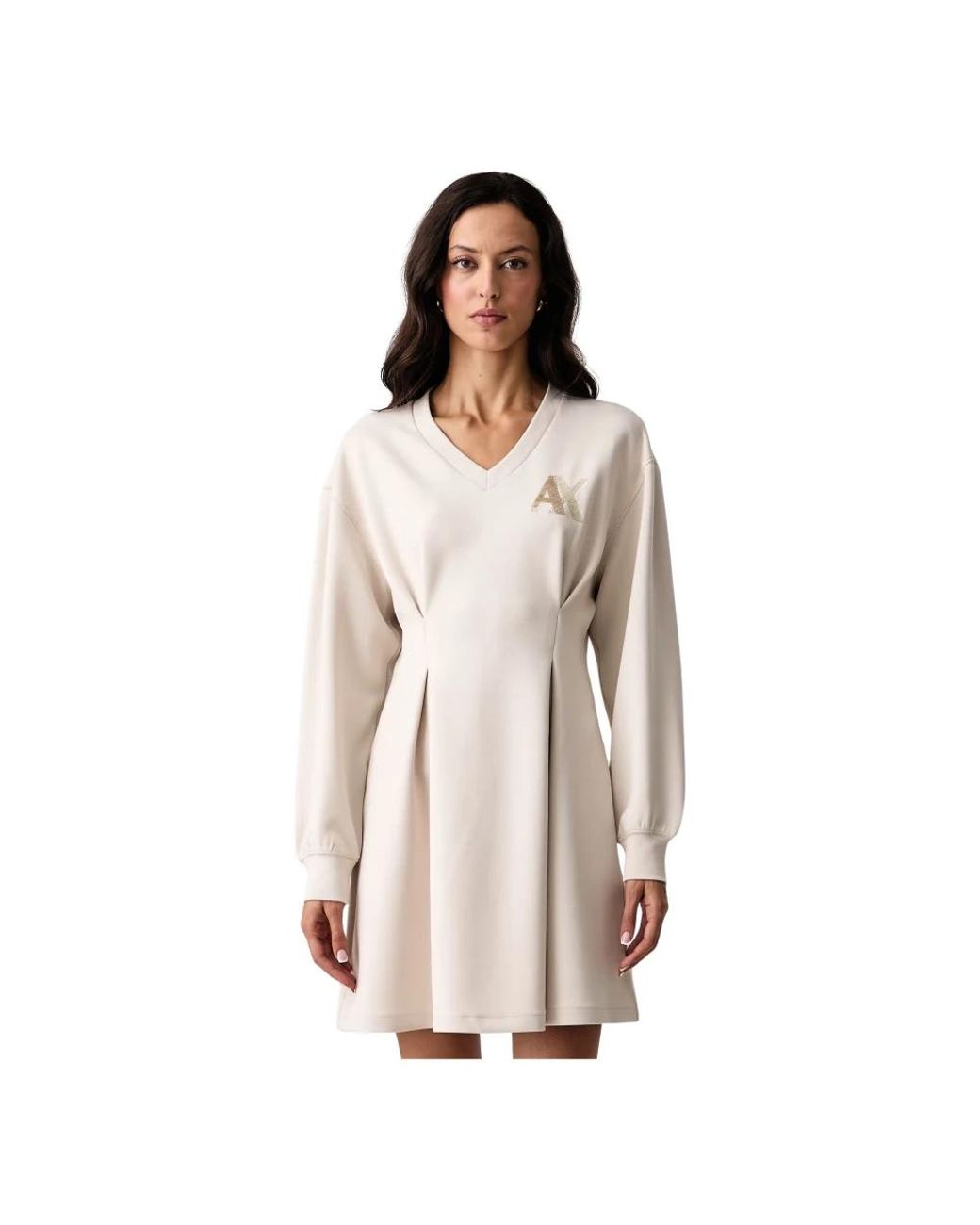 ARMANI EXCHANGE Kleedjes ,Polyester Flared Mini Jurk in het Natural