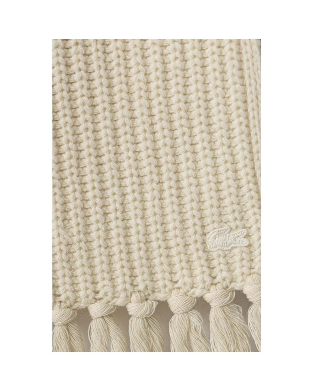 Lacoste Natural Wollschal Mit Fransen