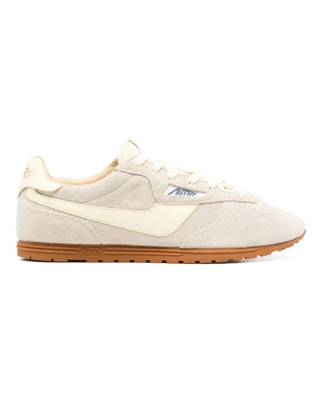 Autry White "Windspin Low" Suede Leather Sneakers