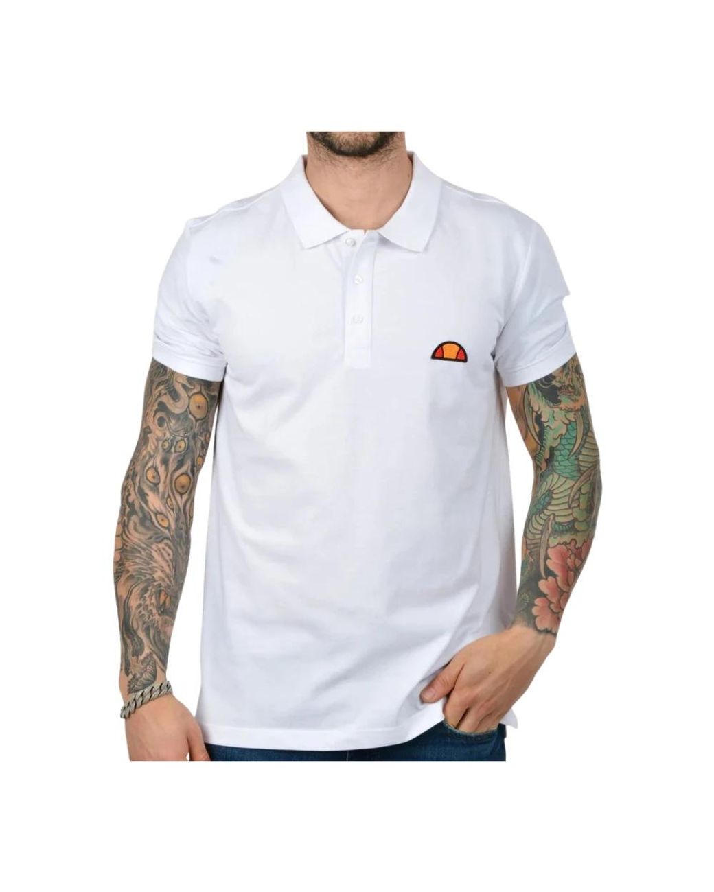Ellesse Tops ,Wit ,Katoen Cotton Polo Shirt Met Logo Patch in het White voor heren