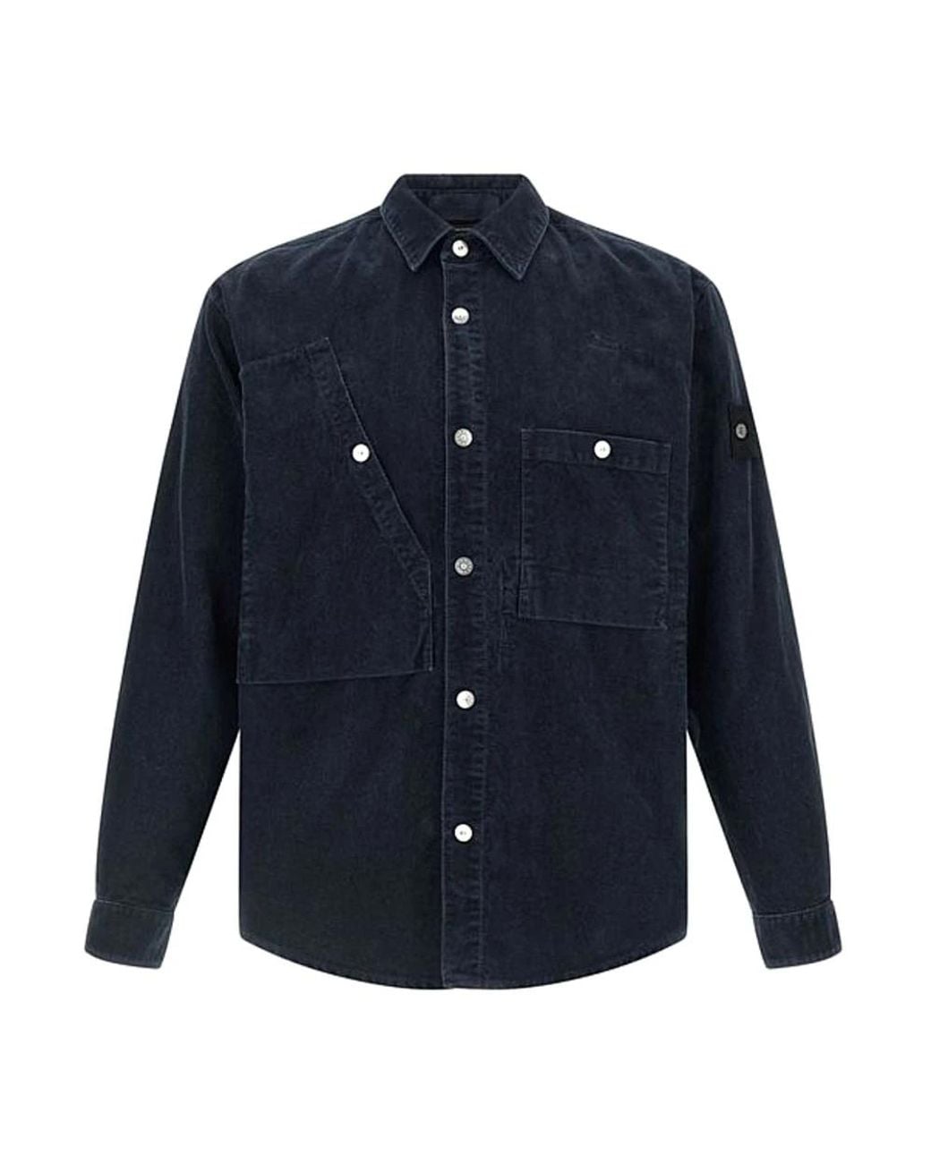 Stone Island Blue Denim Shirts for men