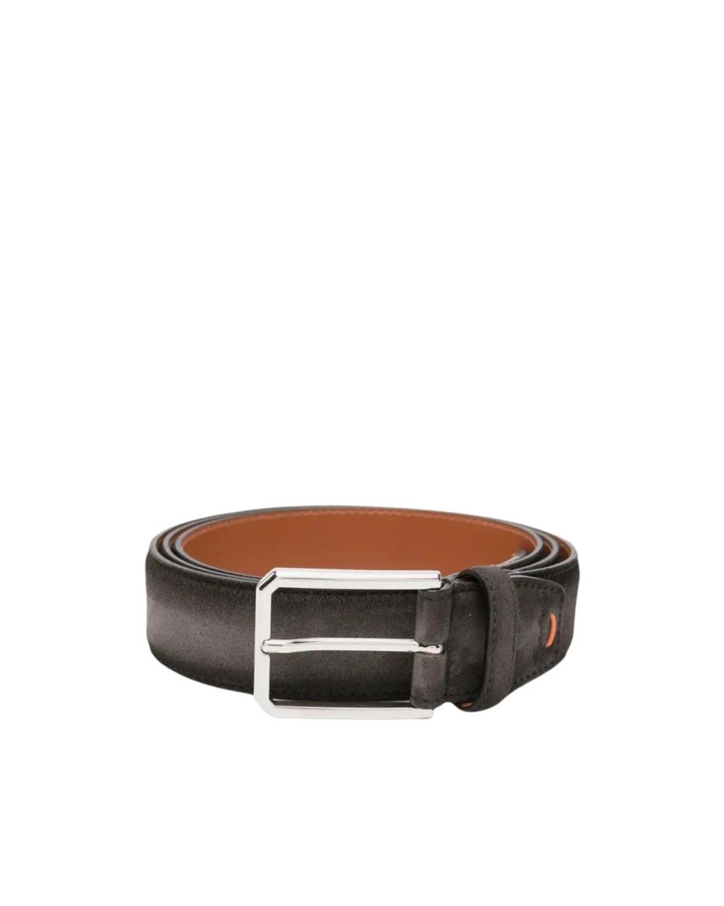 Santoni Brown Suede Buckle-Fastening Belt for men