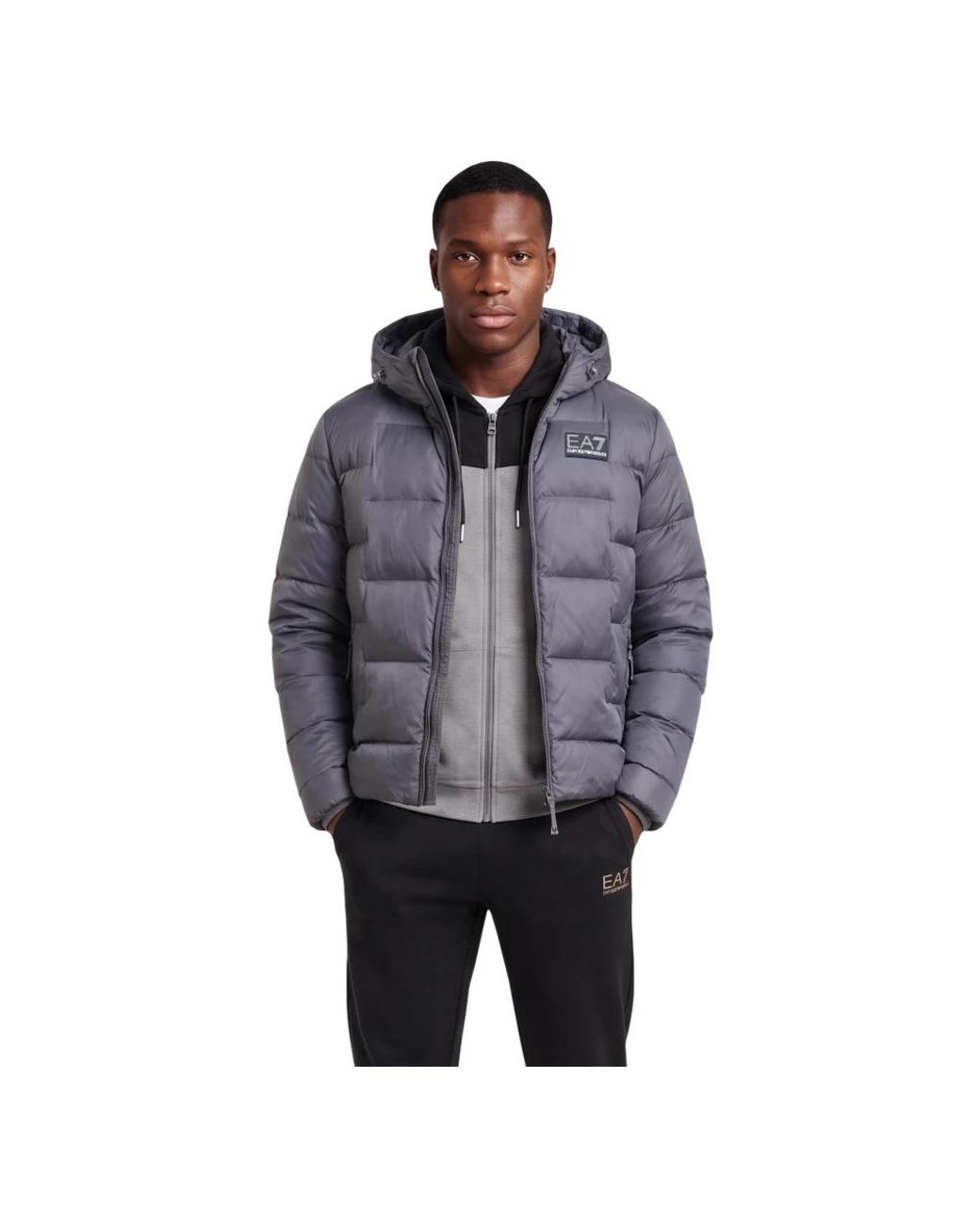 EA7 Blue Long-Sleeved Padded Jacket for men