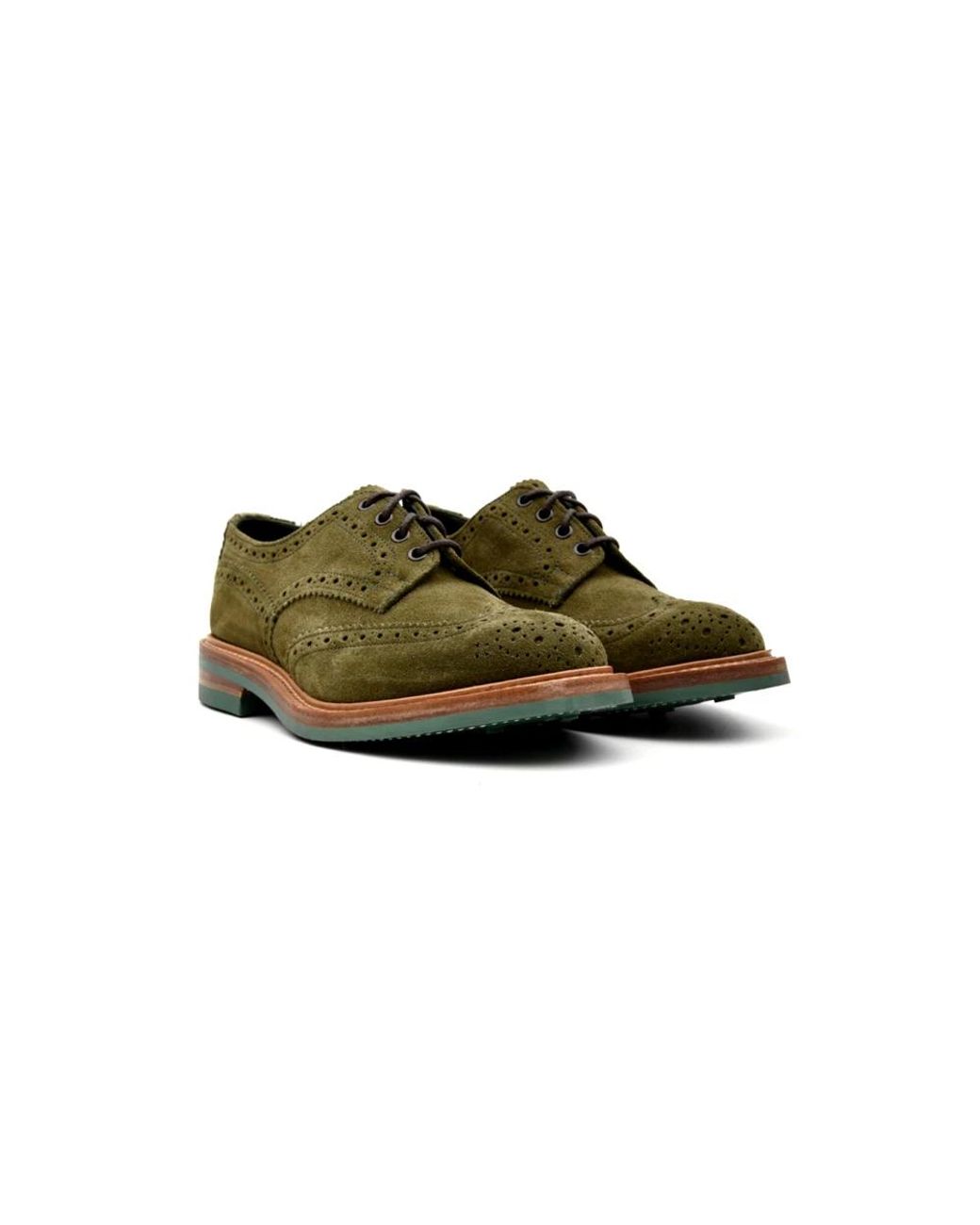 Tricker's Grüne wildleder flache schuhe in Green für Herren